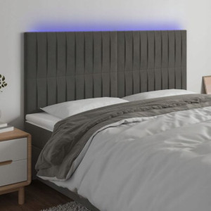 Zagłówek do łóżka z LED, ciemnoszary, 200x5x118/12