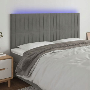 Zagłówek do łóżka z LED, jasnoszary, 200x5x118/128