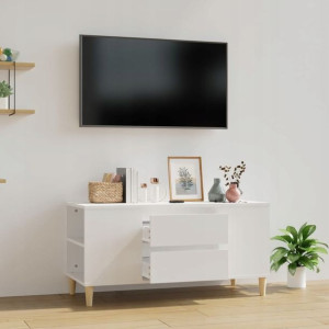 Szafka pod TV, biała, 102x44,5x50 cm, materiał dre