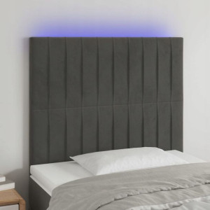 Zagłówek do łóżka z LED, ciemnoszary, 100x5x118/12