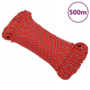 Linka żeglarska, czerwona, 4 mm, 500 m, polipropyl