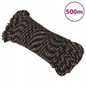 Linka żeglarska, czarna, 4 mm, 500 m, polipropylen