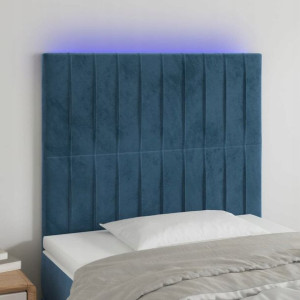 Zagłówek do łóżka z LED, ciemnoniebieski, 100x5x11