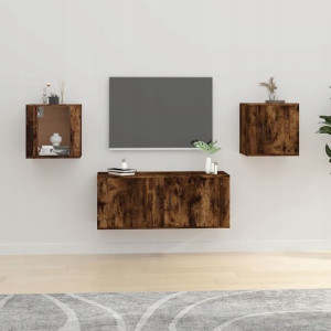 Wiszące szafki TV, 2 szt., przydymiony dąb, 40x34,