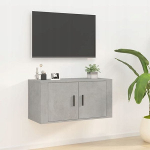 Wisząca szafka telewizyjna, szarość betonu, 80x34,