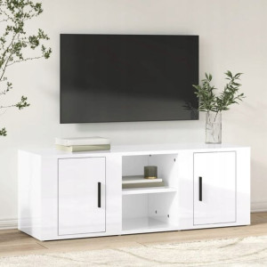 Szafka pod TV, wysoki połysk, biała, 150x34,5x30 c