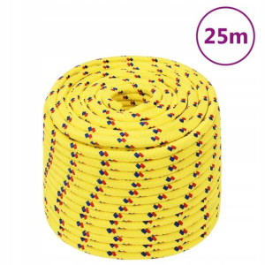 Linka żeglarska, żółta, 12 mm, 25 m, polipropylen