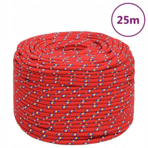 Linka żeglarska, czerwona, 8 mm, 25 m, polipropyle