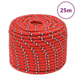 Linka żeglarska, czerwona, 12 mm, 25 m, polipropyl