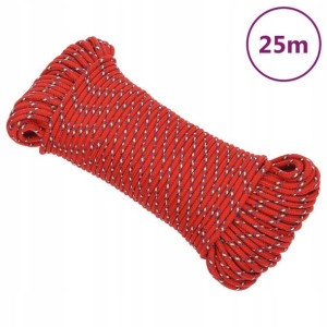 Linka żeglarska, czerwona, 4 mm, 25 m, polipropyle