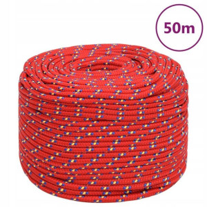 Linka żeglarska, czerwona, 8 mm, 50 m, polipropyle