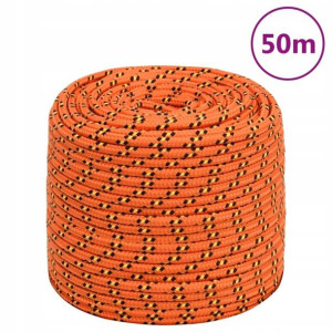 Linka żeglarska, pomarańczowa, 10 mm, 50 m, polipr