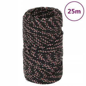 Linka żeglarska, czarna, 2 mm, 25 m, polipropylen
