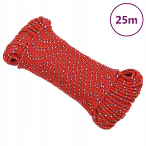 Linka żeglarska, czerwona, 3 mm, 25 m, polipropyle