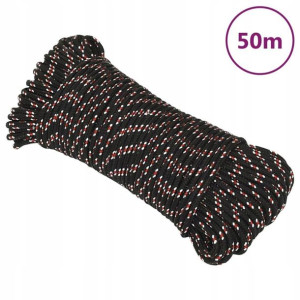 Linka żeglarska, czarna, 3 mm, 50 m, polipropylen