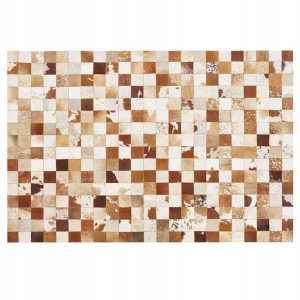 Dywan Patchwork Skórzany 160 X 230 Cm Brązowo-biał