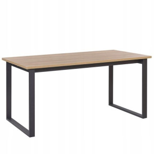 Stół Do Jadalni 160 X 80 Cm Ciemne Drewno Z Czarny