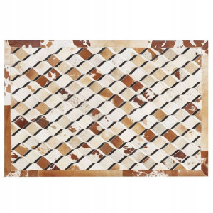 Dywan Patchwork Skórzany 140 X 200 Cm Brązowy Seri