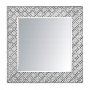 Stalowe Lustro Ścienne 80 X 80 Cm Srebrne Evettes!