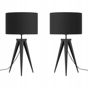 Zestaw 2 lamp stołowych metalowy czarny STILETTO!