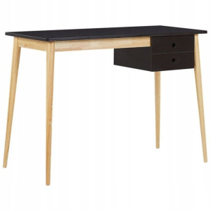 Biurko Z Szufladami 106 X 48 Cm Czarne Z Jasnym Dr