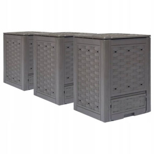Kompostowniki, 3 szt., 60x60x83 cm, 900 L, rattan
