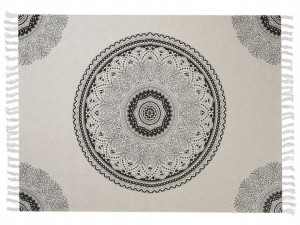 Koc Bawełniany 130 X 180 Cm Beżowo-czarny Berhampo