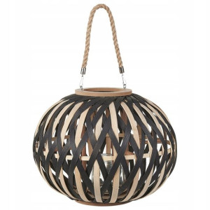 Lampion Bambusowy 37 Cm Naturalny Z Czarnym Besah!