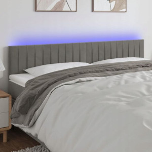 Lumarko Zagłówek do łóżka z LED, jasnoszary, 200x5