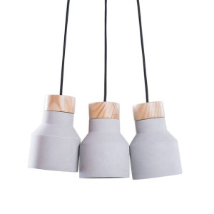 Lampa Wisząca 3 Klosze Betonowa Szara Baht! Lumark