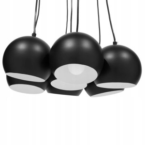 Lampa Wisząca 7 Kloszy Metalowa Czarna Olza! Lumar