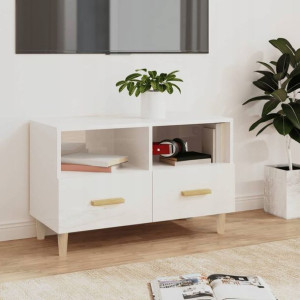 Lumarko Szafka pod TV, biała, wysoki połysk, 80x36