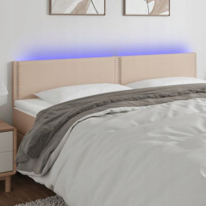 Zagłówek do łóżka z LED, cappuccino, 200x5x78/88 c