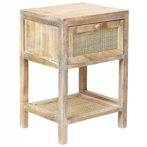 Szafka nocna 1 szuflada front rattanowy jasne drew