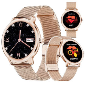 SMARTWATCH DAMSKI CIŚNIENIOMIERZ Zegarek Złoty R18