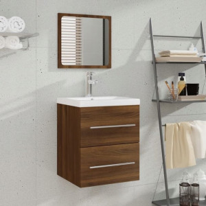 Szafka z umywalką, brązowy dąb, materiał drewnopoc