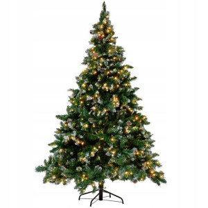 Ośnieżona Sztuczna Choinka Ze Światełkami 210 Cm Z