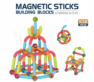 Magnetyczne klocki konstrukcyjne - zestaw 102 elem