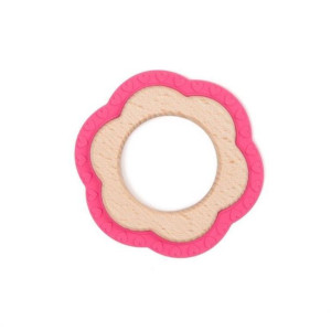 B – Gryzak drewniano-silikonowy FLOWER  Pink