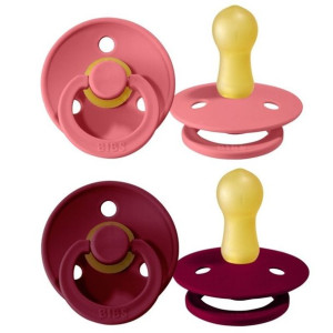 BIBS 2-PACK M CORAL & RUBY Smoczek Uspokajający z kauczuku Hevea