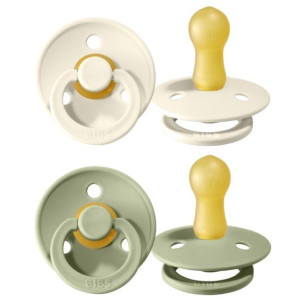 BIBS 2-PACK S SAGE & IVORY Smoczek Uspokajający z kauczuku Hevea