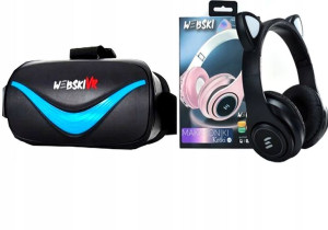 Gogle 360 Vr+kocie Słuchawki Nauszne