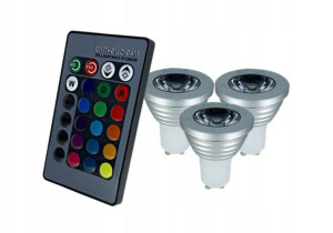 zestaw 3x żarówka led rgb na jednego pilota kolory
