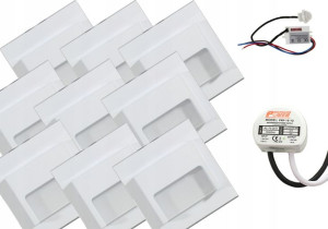 Lampki Led na Schody 9szt+zasilacz czujnik ruchu
