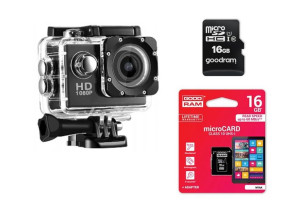 Kamera Sportowa Z Uchwytem Na Kask Fullhd + Karta