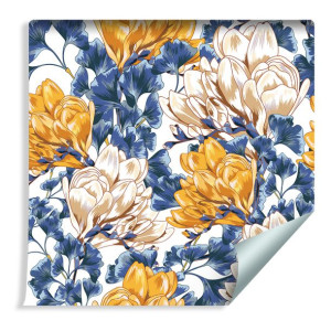 Tapeta Kolorowe Kwiaty Magnolii, Modna Tapeta Do Sypialni
