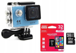 Kamerka Full Hd 4k Na Kask Rower Narty +karta 32gb