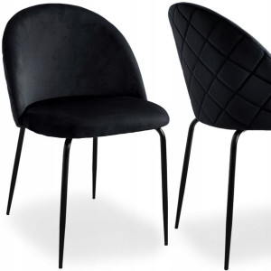 Krzesło Tapicerowane Welurowe Velvet Czarne Loft