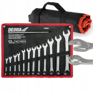 DEDRA KLUCZE płasko-oczkowe 6-22mm ZESTAW 12szt