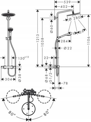 Hansgrohe Zestaw Prysznicowy Termostat Czarny Mat